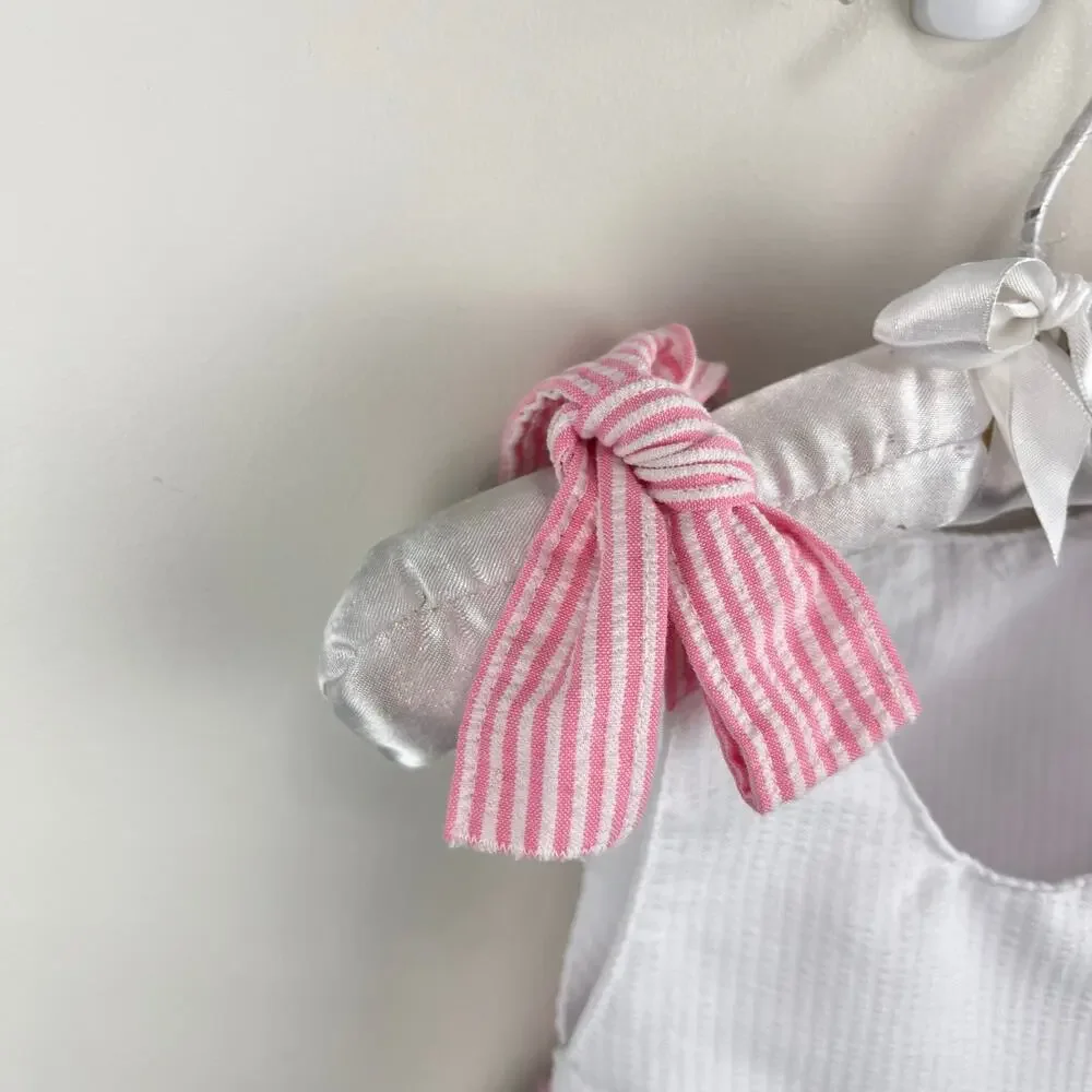 Vintage Healthtex White Seersucker Sailor Bow Dress 12 Months USA